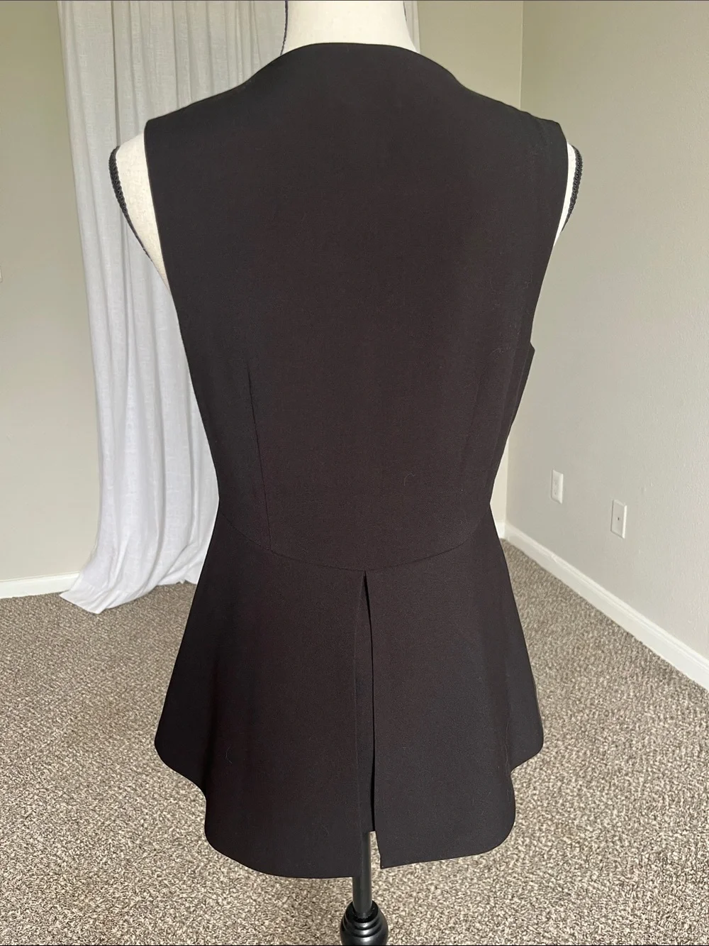 Carmen Marc Valvo Black Peplum Blouse Sleeveless Zip Front Career Top Small - Picture 4 of 6